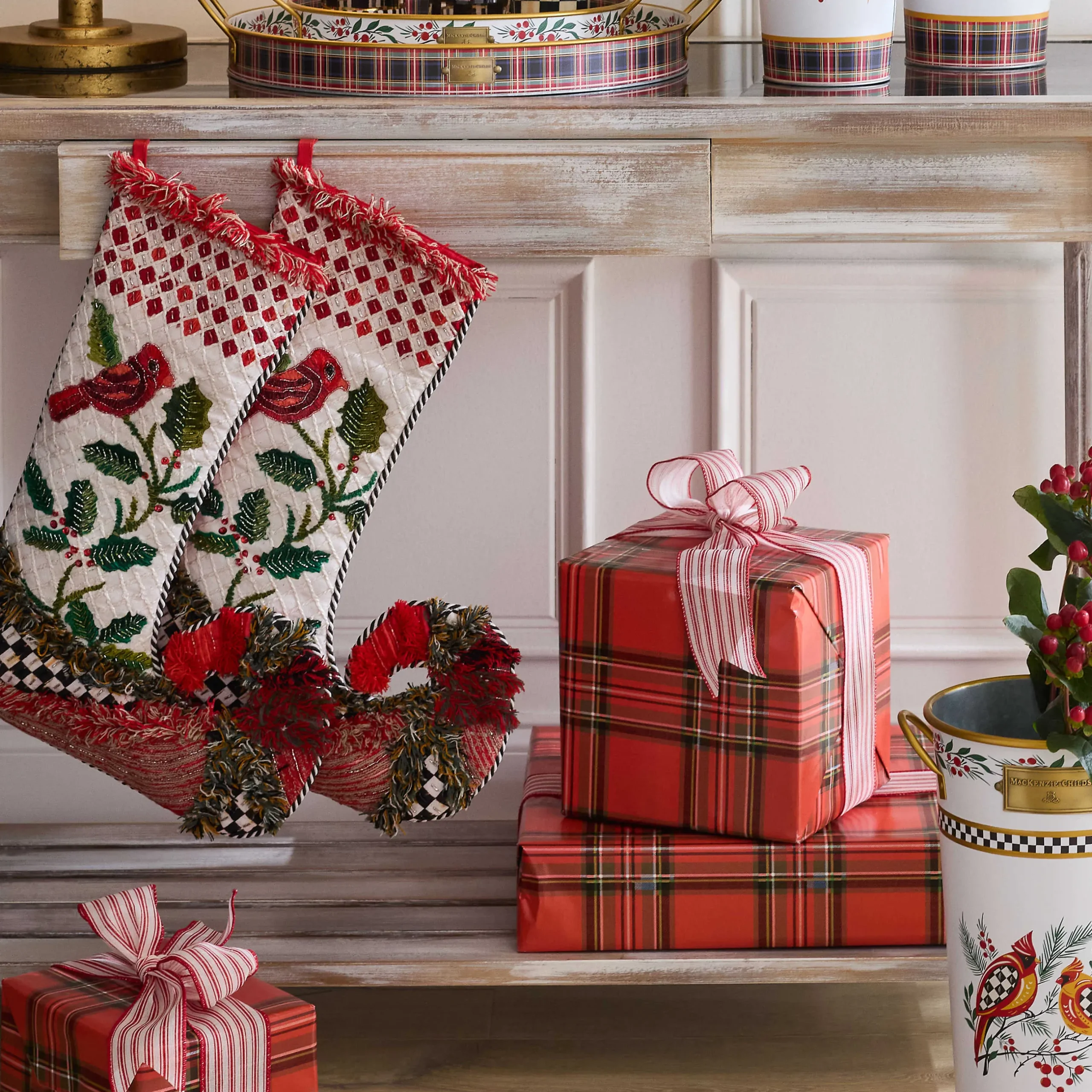Holiday|Room Accents|MacKenzie-Childs Christmas Cardinal Stocking