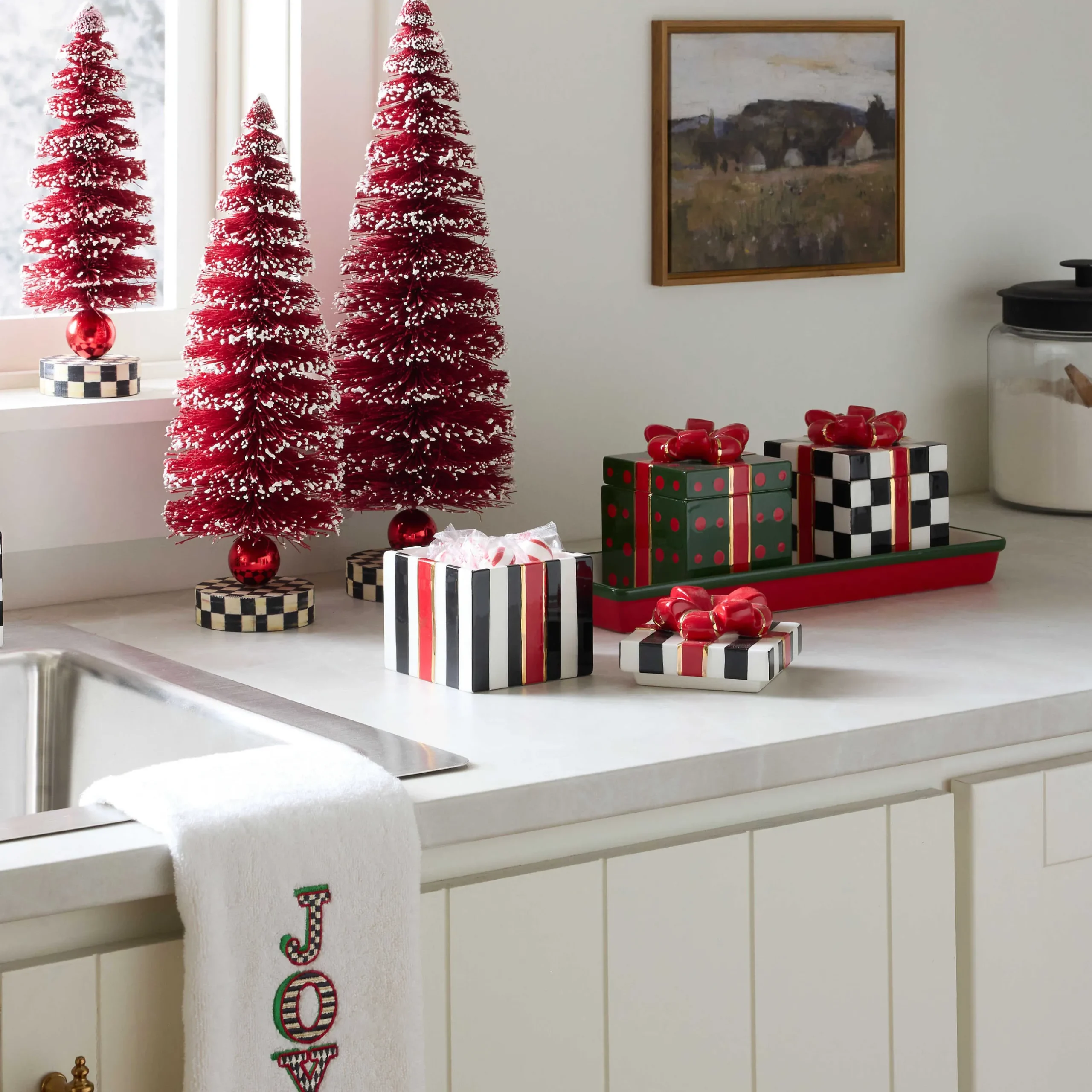 Kitchen & Dining Sets|Kitchen Storage & Organization|MacKenzie-Childs Christmas Gift Lidded Boxes Tray Set