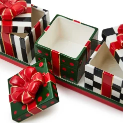 Kitchen & Dining Sets|Kitchen Storage & Organization|MacKenzie-Childs Christmas Gift Lidded Boxes Tray Set