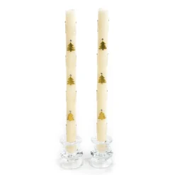 Candles & Fragrances|Table Accessories|MacKenzie-Childs Christmas Tree Dinner Candles - Gold  Pearl - Set of 2