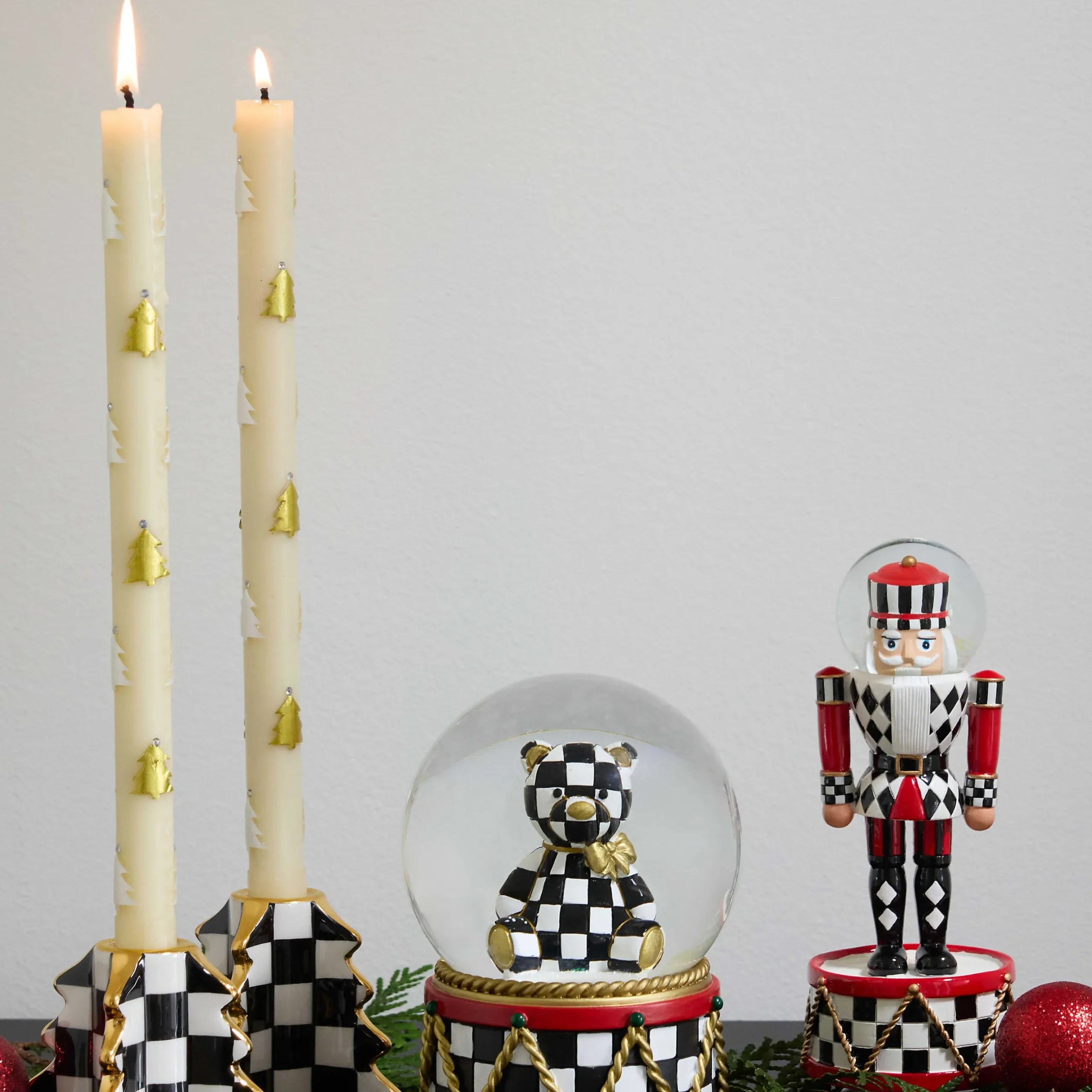 Candles & Fragrances|Table Accessories|MacKenzie-Childs Christmas Tree Dinner Candles - Gold Pearl - Set of 2