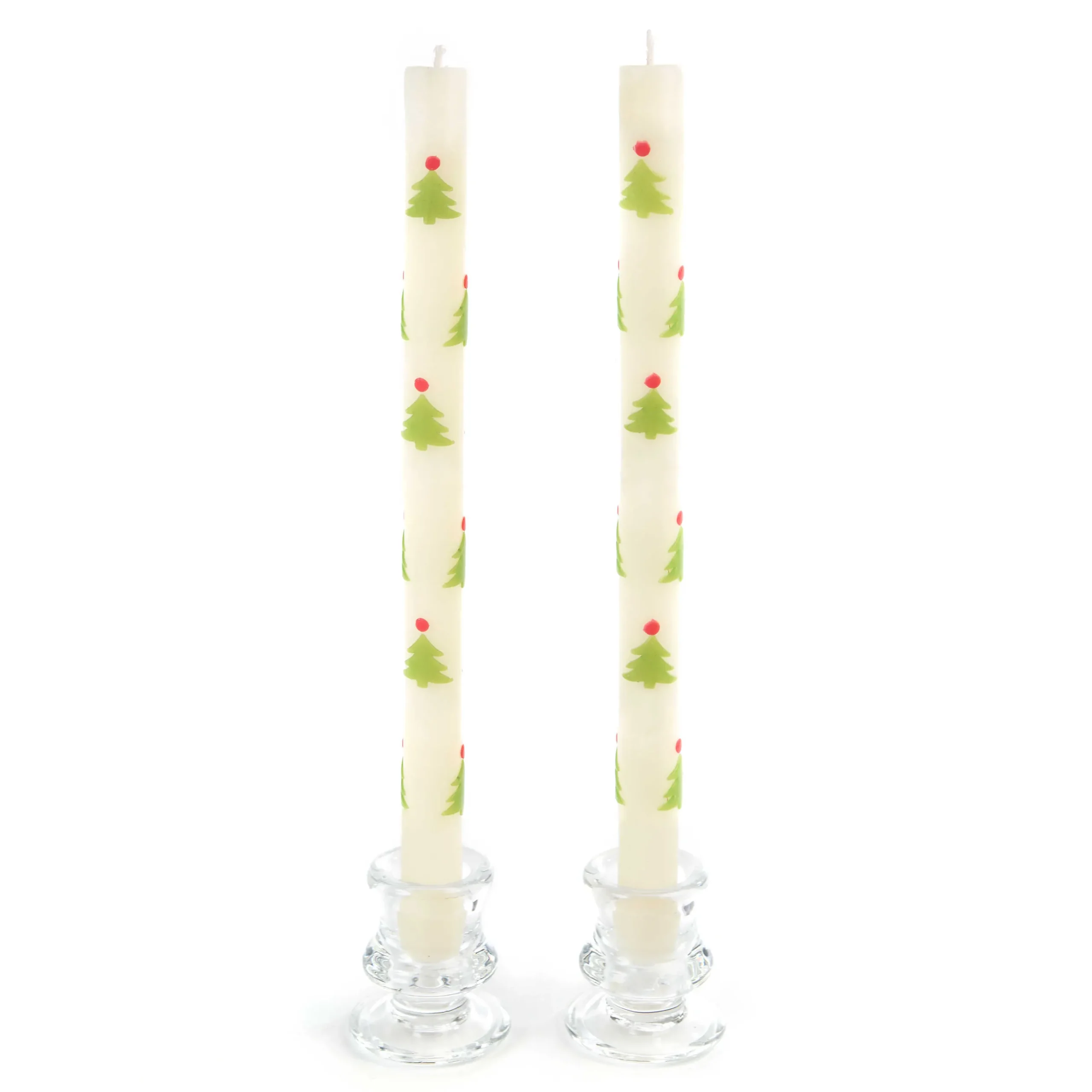 Holiday|Candles & Fragrances|MacKenzie-Childs Christmas Tree Dinner Candles - Red Green - Set of 2