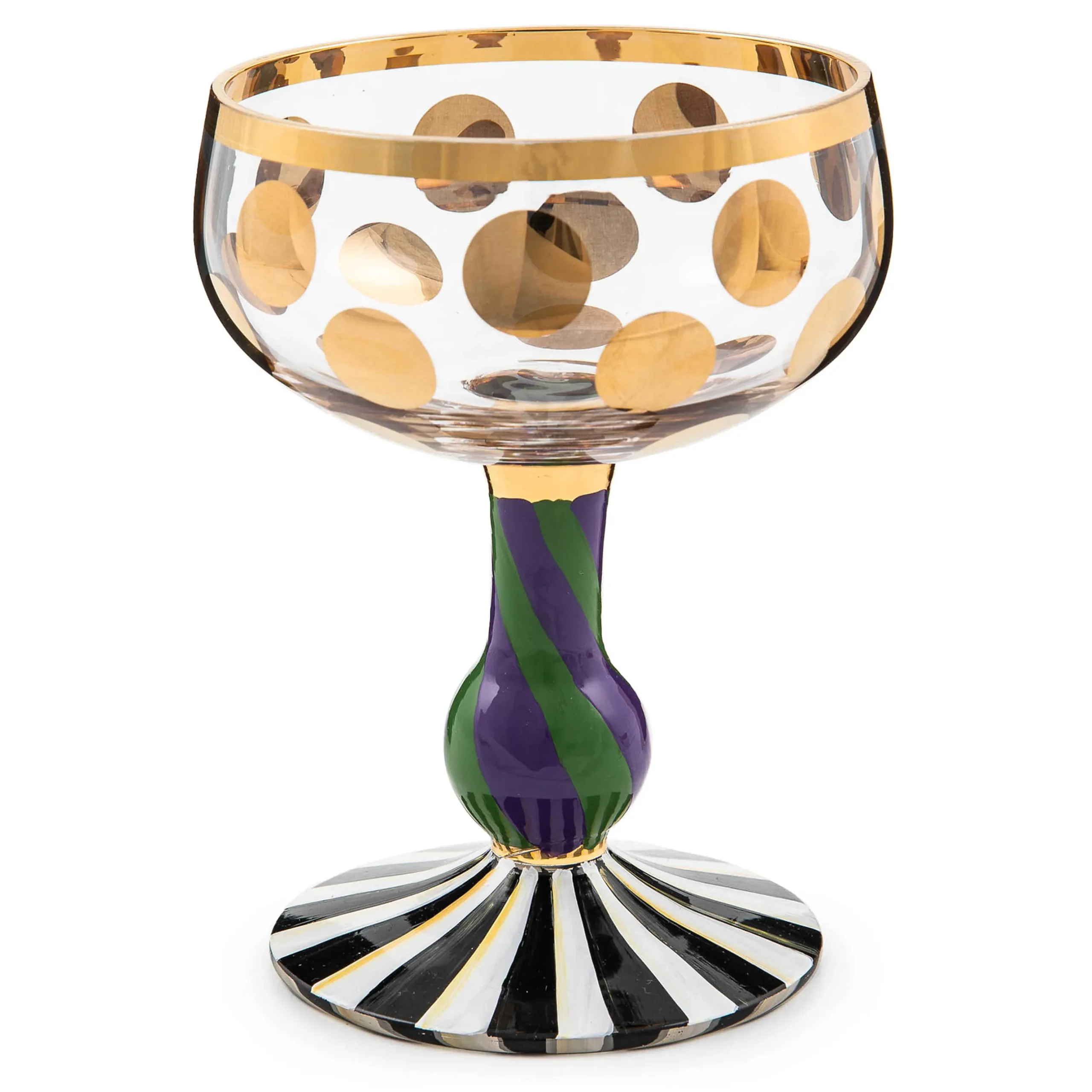 Drinkware|Bar Entertaining|MacKenzie-Childs Cirque Purple Green Coupe Glass