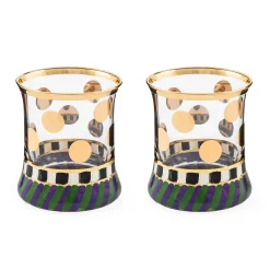 Drinkware|Bar Entertaining|MacKenzie-Childs Cirque Purple  Green Tumbler Glass, Set of 2