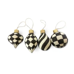 Holiday|Decor Sets|MacKenzie-Childs Classic Courtly Glass Ornaments, Set of 4