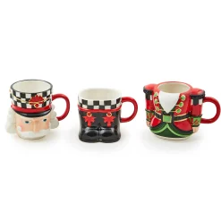 Drinkware|MacKenzie-Childs Classic Courtly Nutcracker Stacking Mugs, Set of 3
