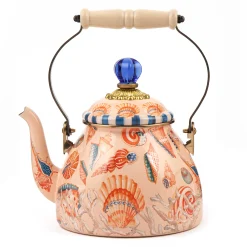 Fall Entertaining|Tea Kettles|MacKenzie-Childs Coastal Shells 2 Quart Tea Kettle
