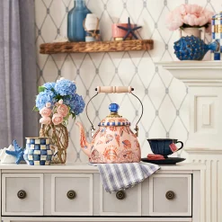 Fall Entertaining|Tea Kettles|MacKenzie-Childs Coastal Shells 2 Quart Tea Kettle