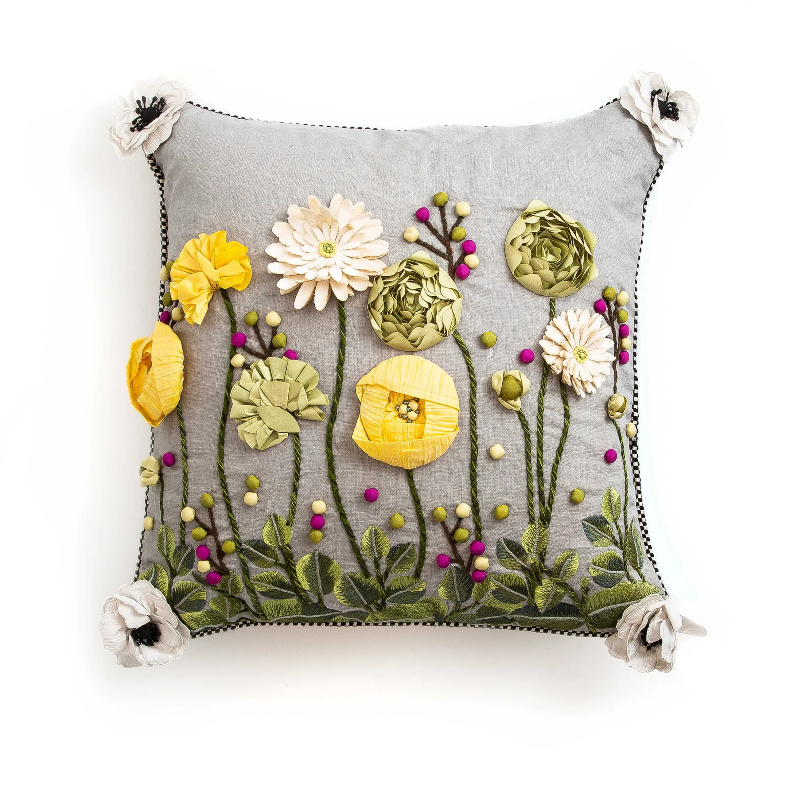 Spring|Pillows, Throws, & Cushions|MacKenzie-Childs Coming Up Daisies Square Throw Pillow