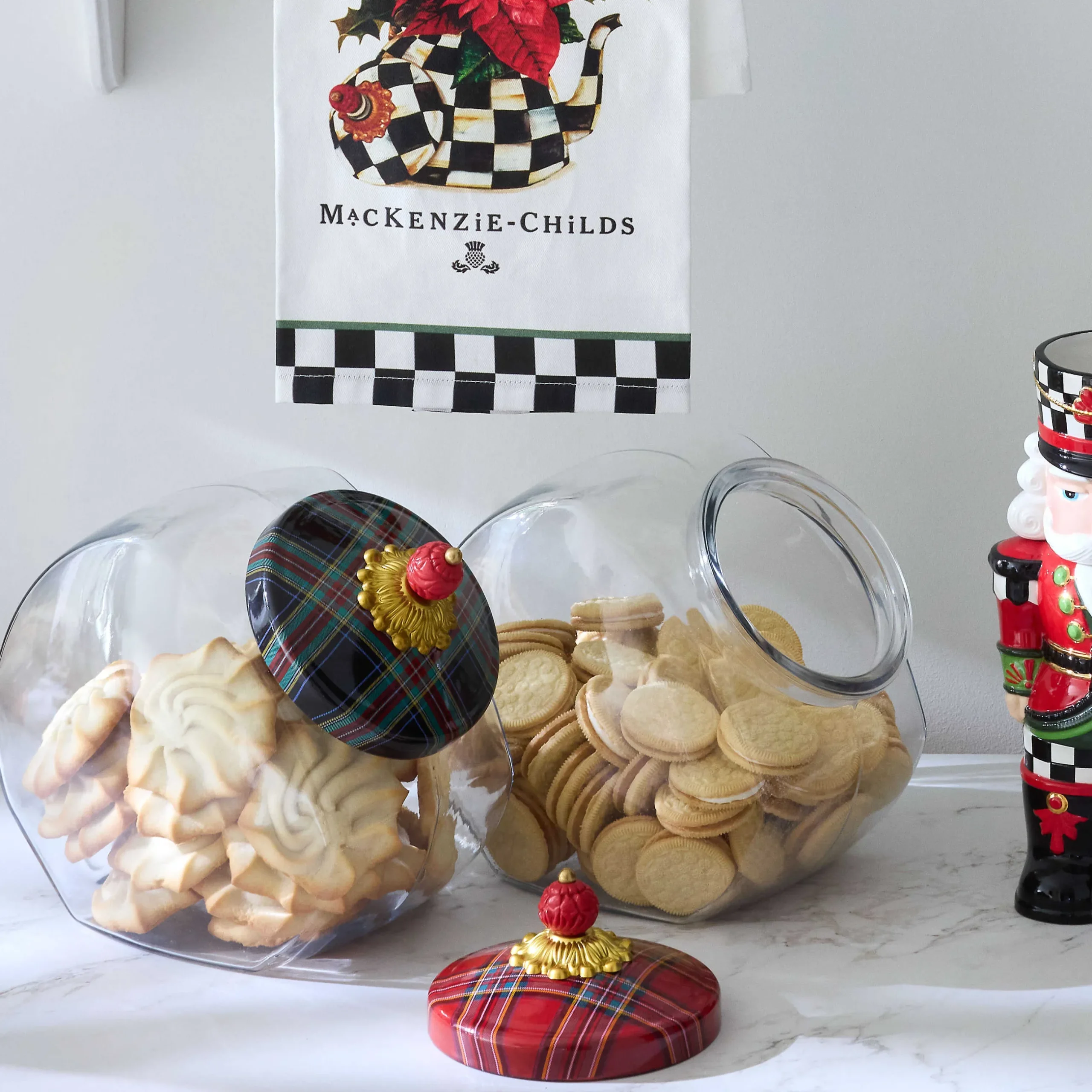 Kitchen Storage & Organization|MacKenzie-Childs Cookie Jar with Black Tartan Lid