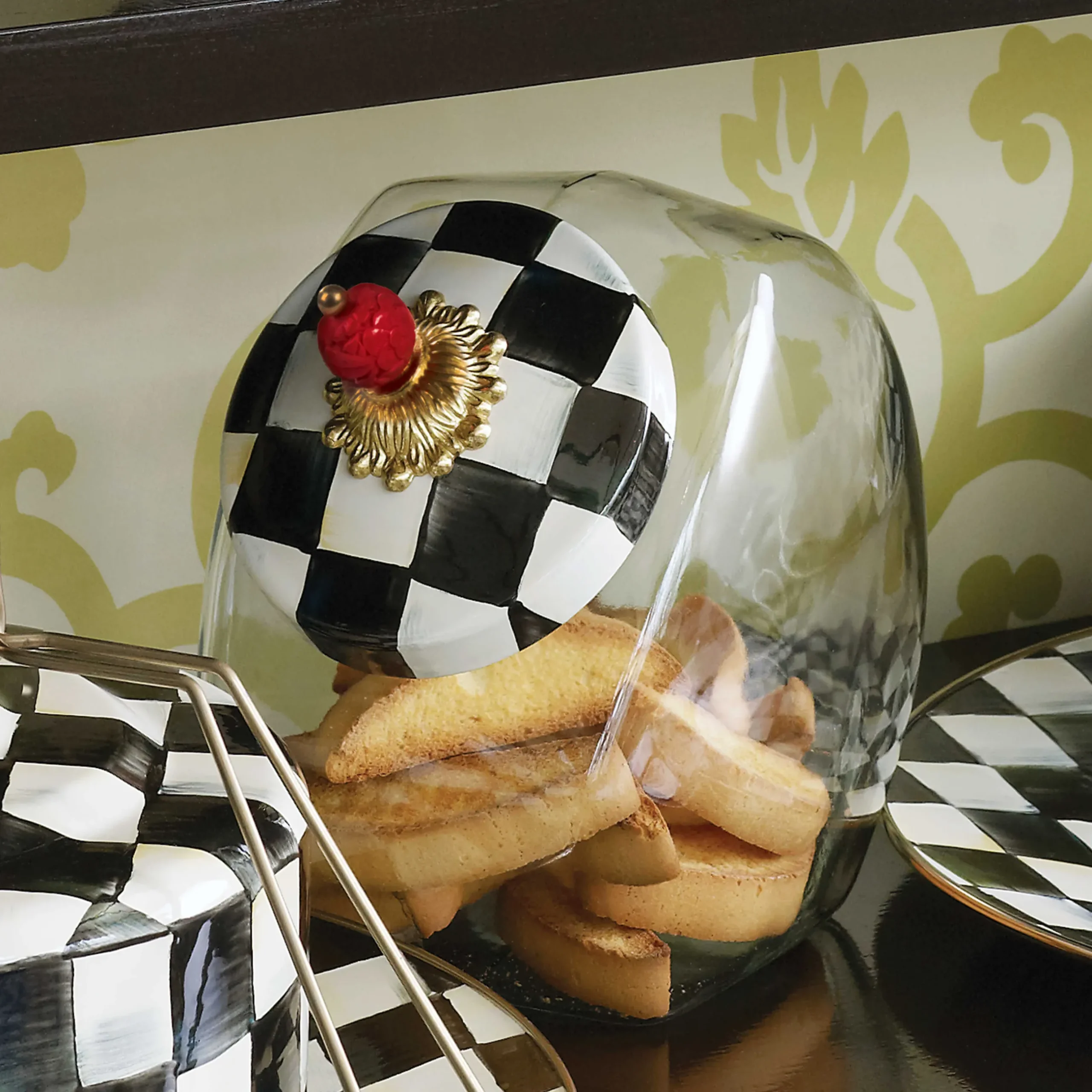Kitchen Storage & Organization|MacKenzie-Childs Cookie Jar with Courtly Check Lid