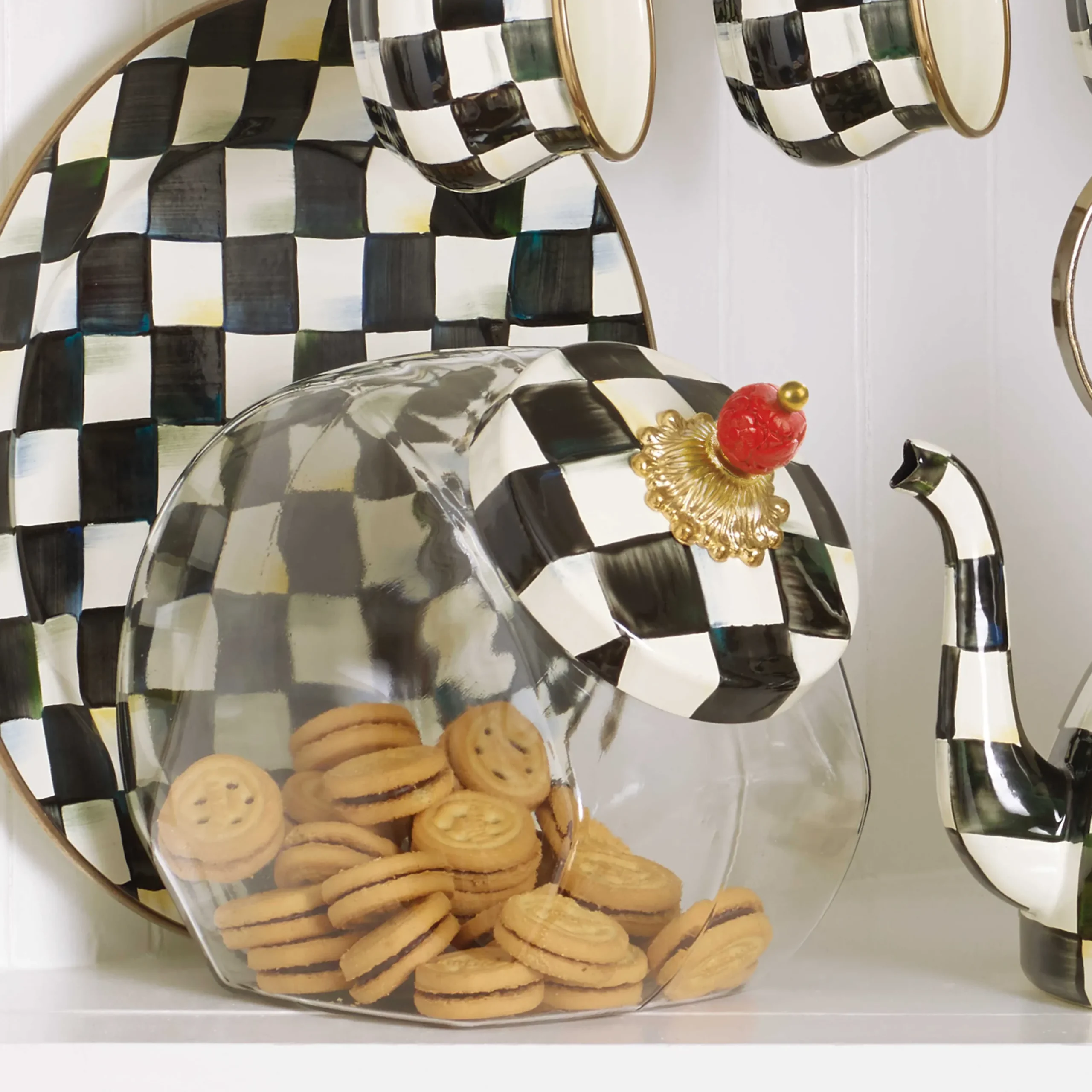 Kitchen Storage & Organization|MacKenzie-Childs Cookie Jar with Courtly Check Lid