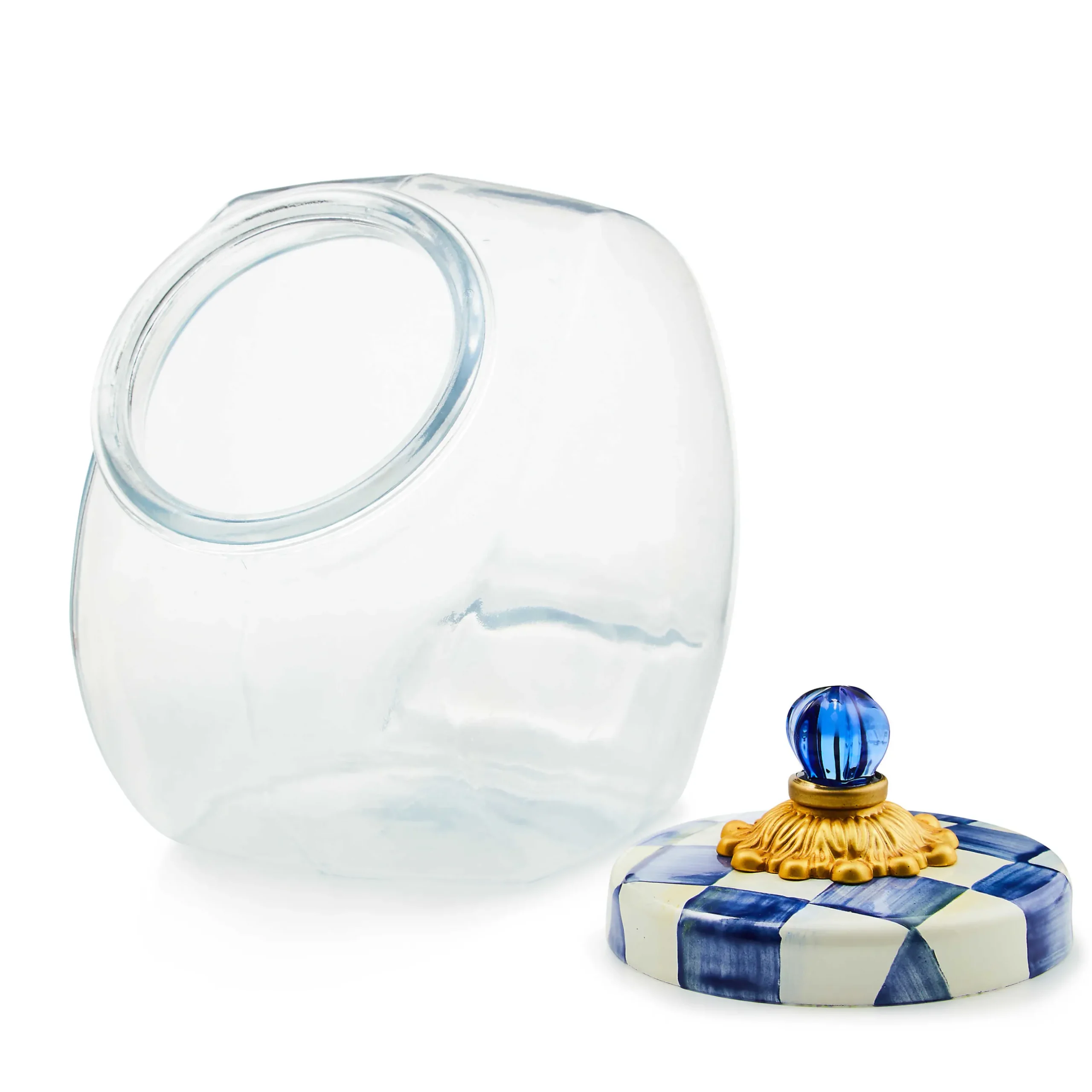 Kitchen Storage & Organization|MacKenzie-Childs Cookie Jar with Royal Check Lid