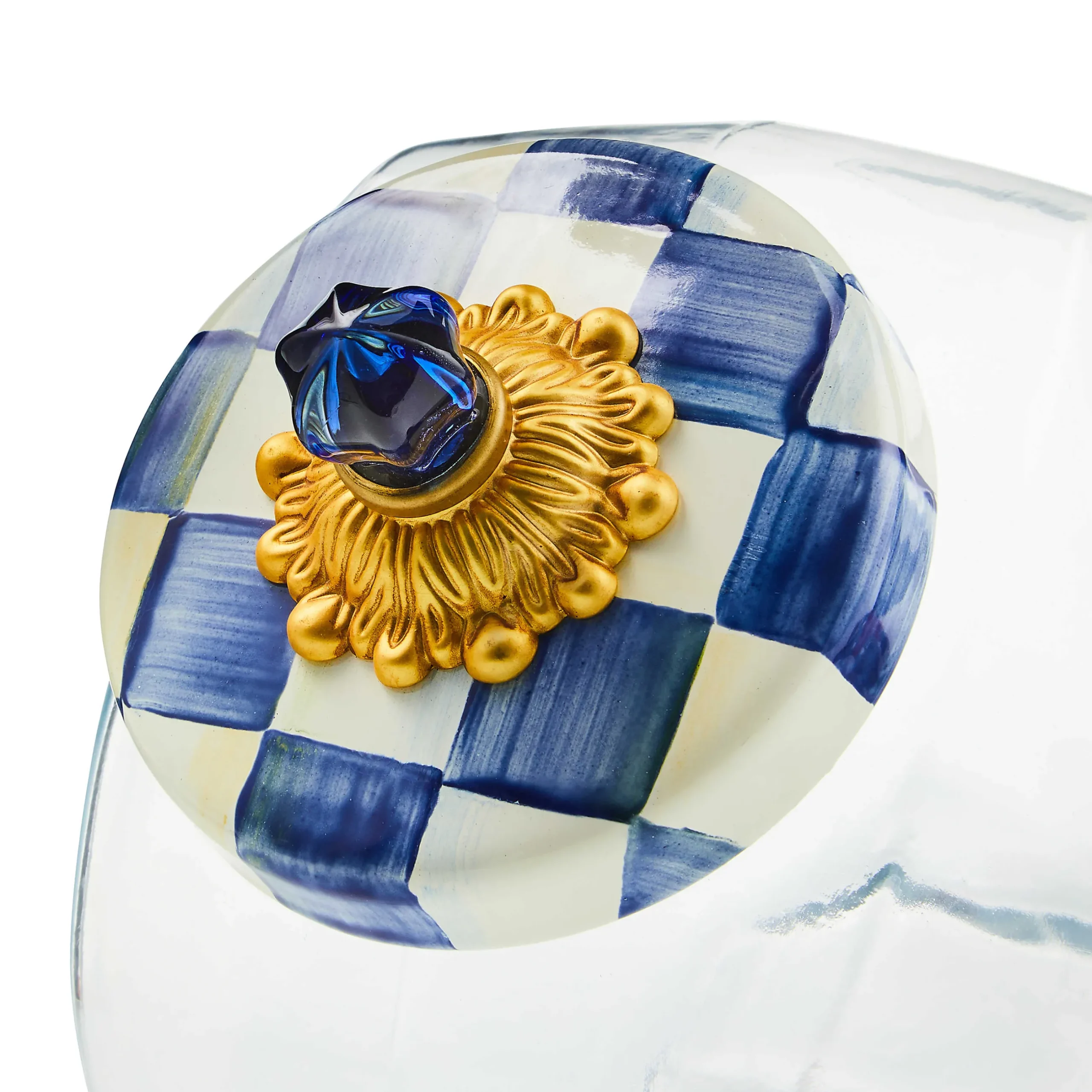 Kitchen Storage & Organization|MacKenzie-Childs Cookie Jar with Royal Check Lid