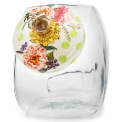 Kitchen Storage & Organization|MacKenzie-Childs Cookie Jar with Wildflowers Green Lid