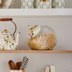 Kitchen Storage & Organization|MacKenzie-Childs Cookie Jar with Wildflowers Green Lid