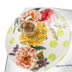 Kitchen Storage & Organization|MacKenzie-Childs Cookie Jar with Wildflowers Green Lid