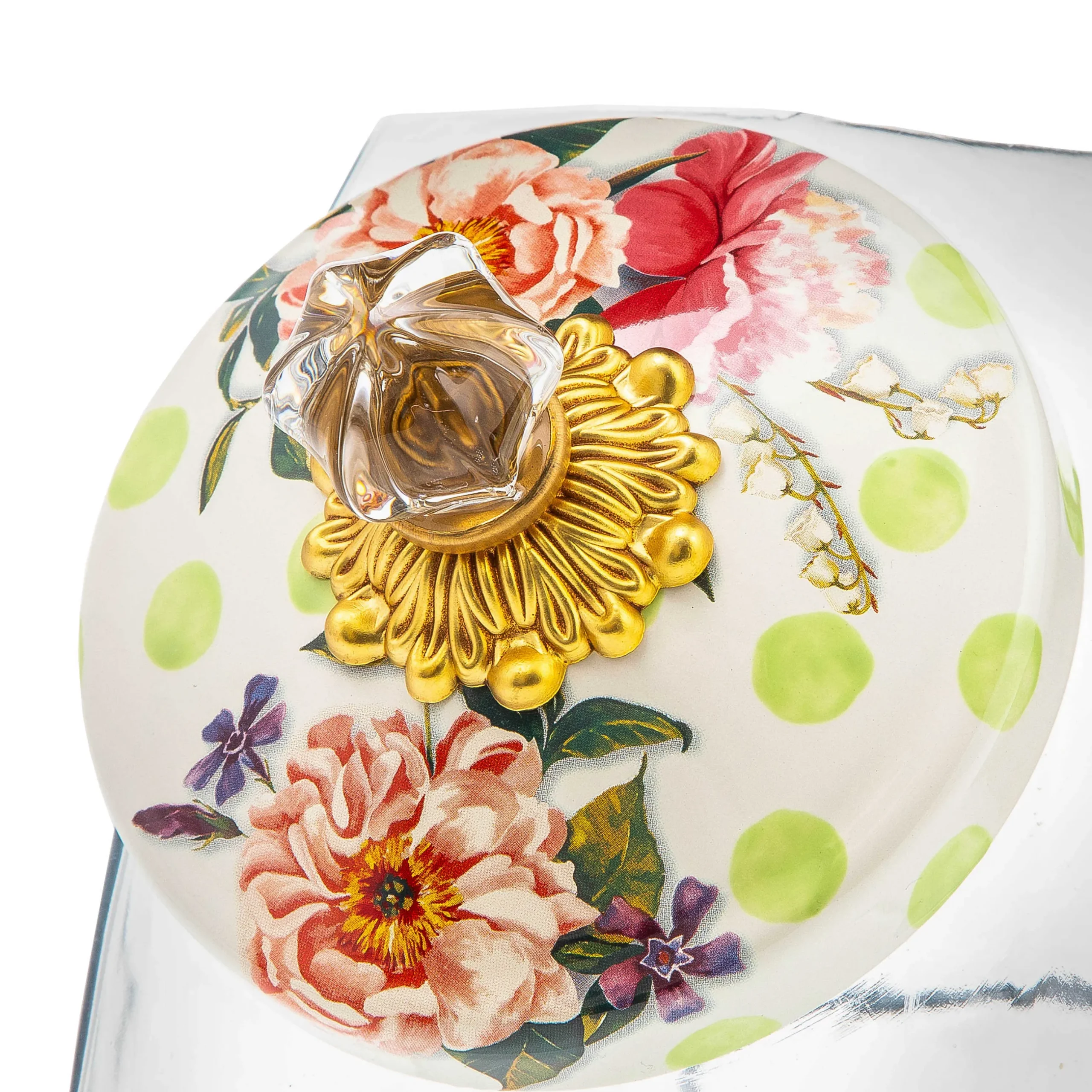 Kitchen Storage & Organization|MacKenzie-Childs Cookie Jar with Wildflowers Green Lid
