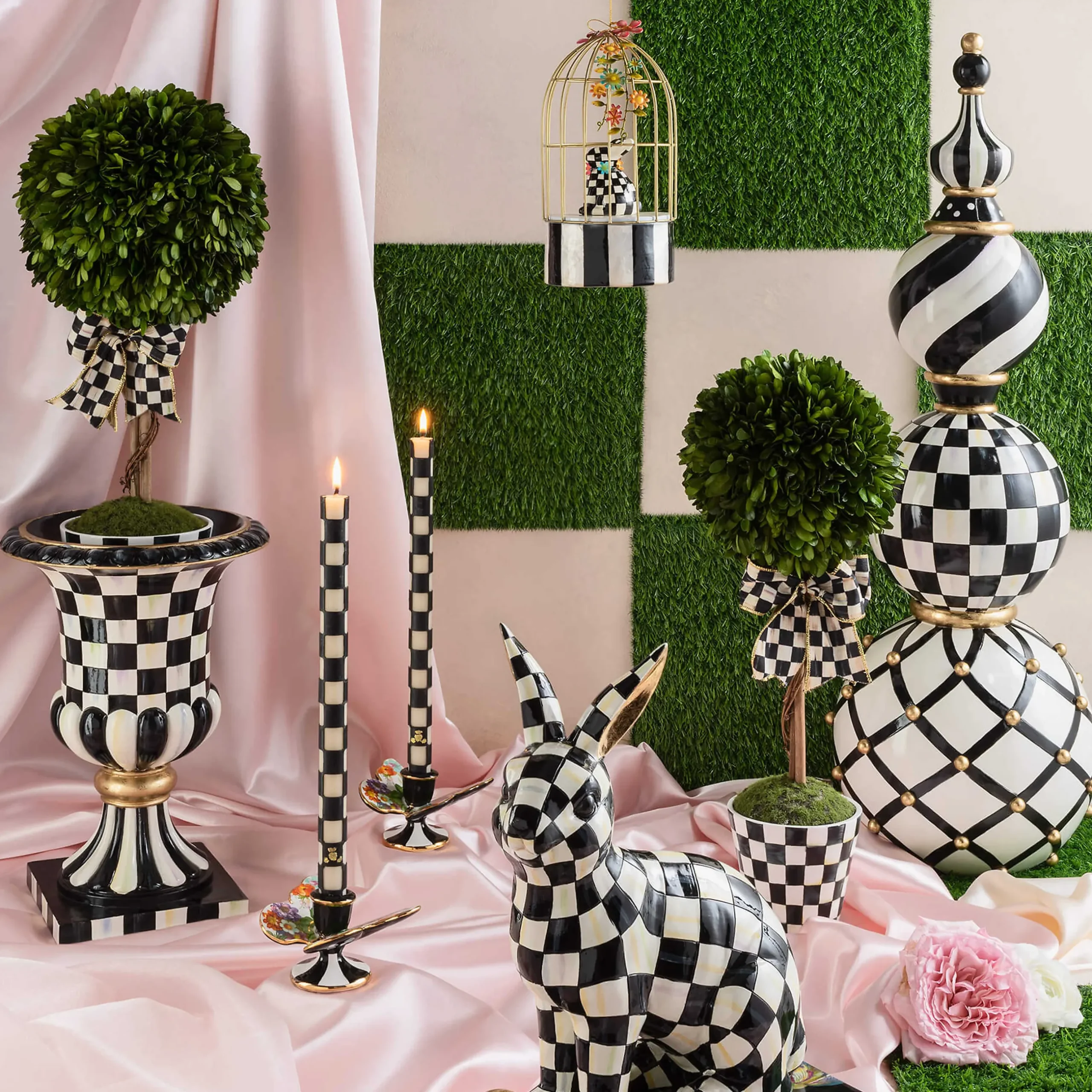 Spring|Greenery & Florals|MacKenzie-Childs Courtly Boxwood Topiary Small Drop In