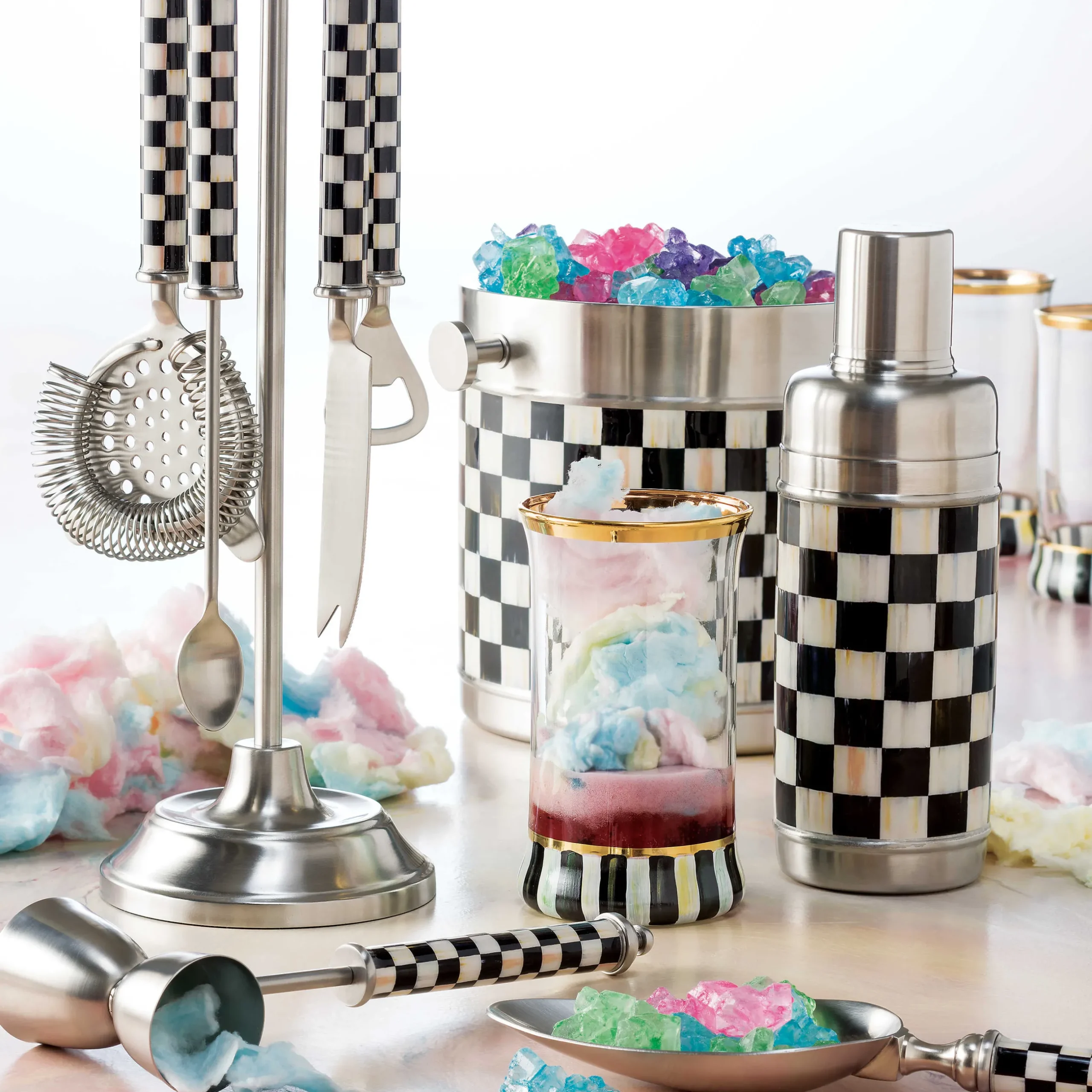 Drinkware|Bar Entertaining|MacKenzie-Childs Courtly Check 3260 Bar Tool Set