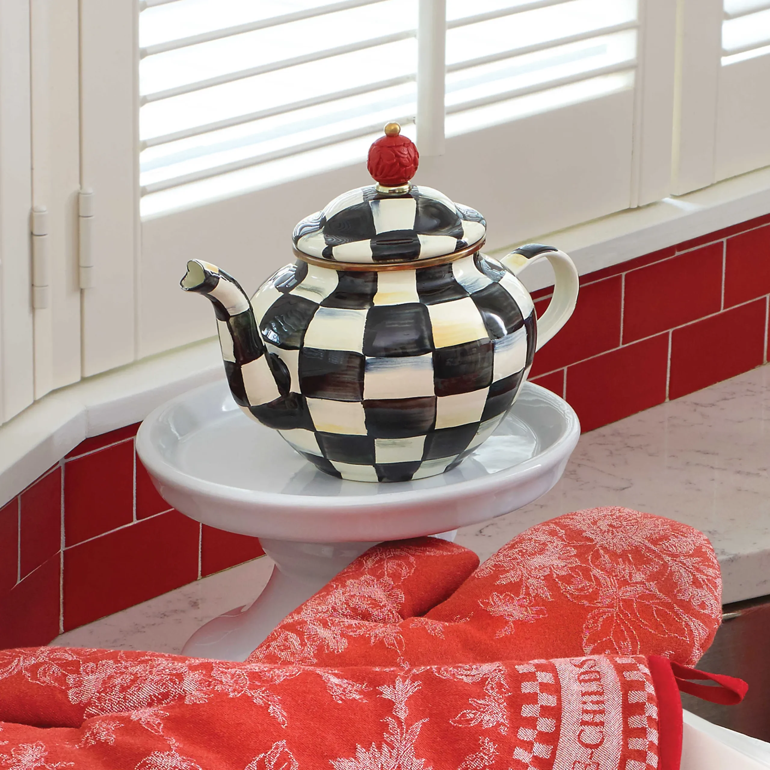 The Coffee Shop|Serveware|MacKenzie-Childs Courtly Check 4 Cup Teapot