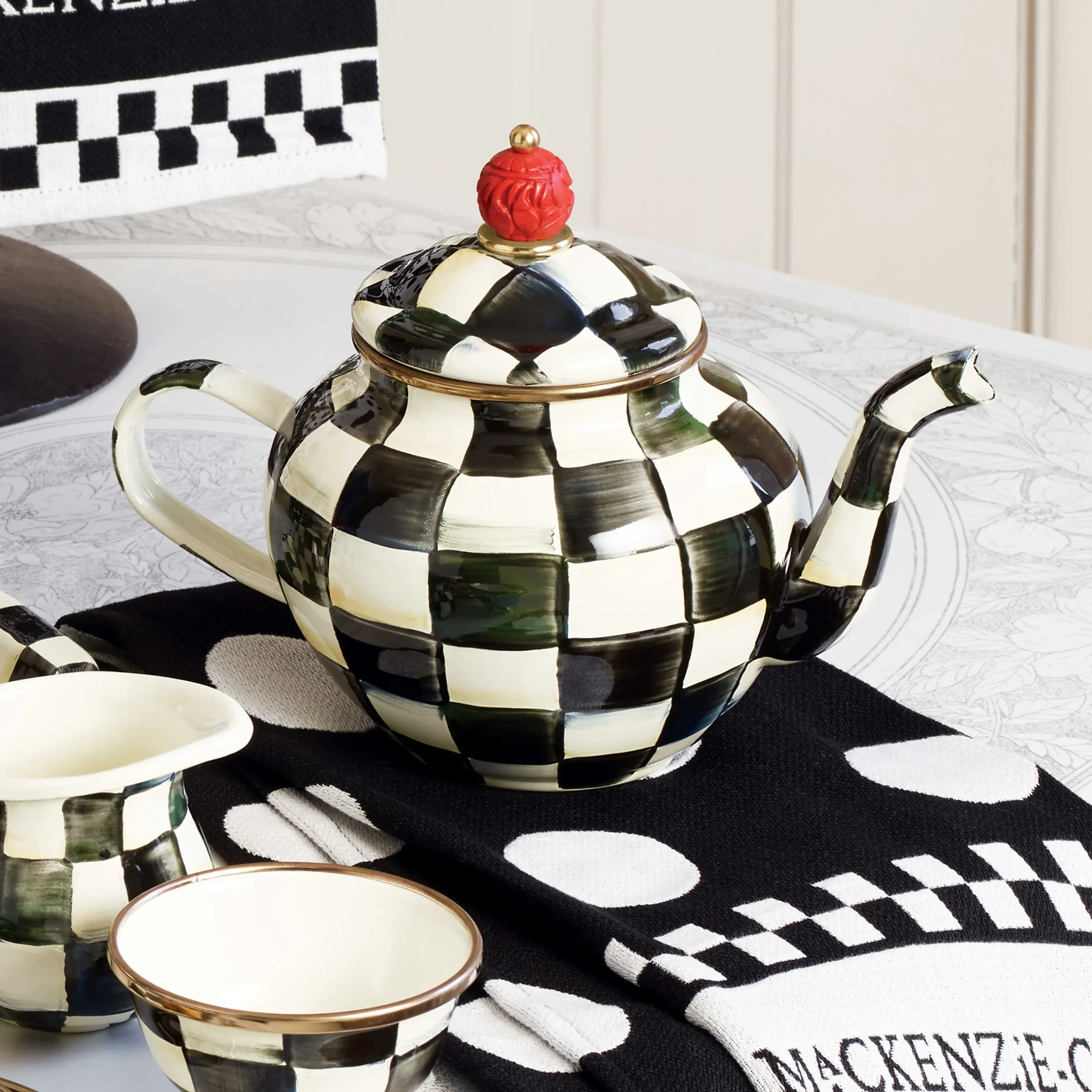 The Coffee Shop|Serveware|MacKenzie-Childs Courtly Check 4 Cup Teapot