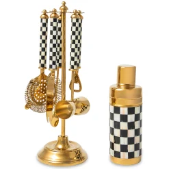 Holiday|Drinkware|MacKenzie-Childs Courtly Check 3260 Gold Edition Bar Set