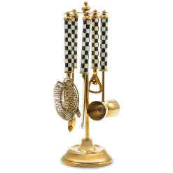 Holiday|Drinkware|MacKenzie-Childs Courtly Check 3260 Gold Edition Bar Set