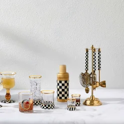 Holiday|Drinkware|MacKenzie-Childs Courtly Check 3260 Gold Edition Bar Set