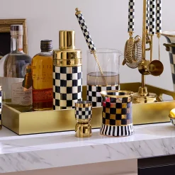 Fall Entertaining|Bar Entertaining|MacKenzie-Childs Courtly Check 3260 Gold Jigger