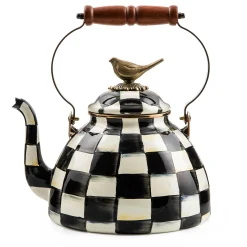 Cookware & Bakeware|Tea Kettles|MacKenzie-Childs Courtly Check 3 Quart Tea Kettle with Bird