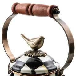 Cookware & Bakeware|Tea Kettles|MacKenzie-Childs Courtly Check 3 Quart Tea Kettle with Bird