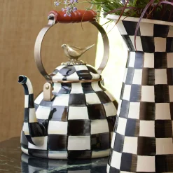 Cookware & Bakeware|Tea Kettles|MacKenzie-Childs Courtly Check 3 Quart Tea Kettle with Bird