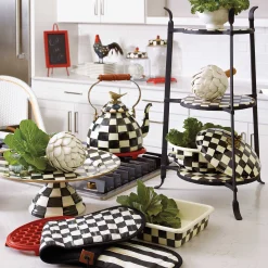 Cookware & Bakeware|Tea Kettles|MacKenzie-Childs Courtly Check 3 Quart Tea Kettle with Bird