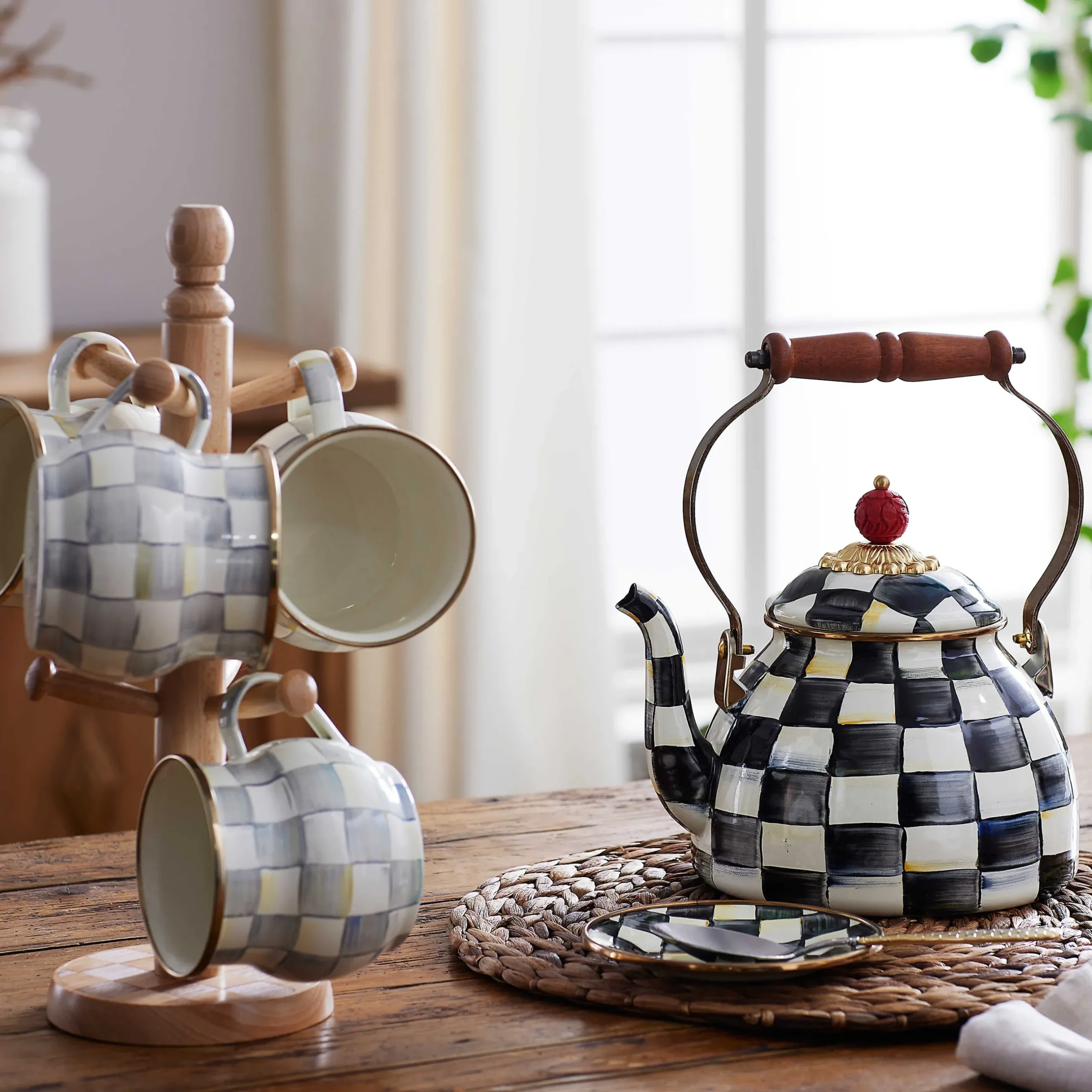 The Coffee Shop|Fall Entertaining|MacKenzie-Childs Courtly Check 2 Quart Tea Kettle