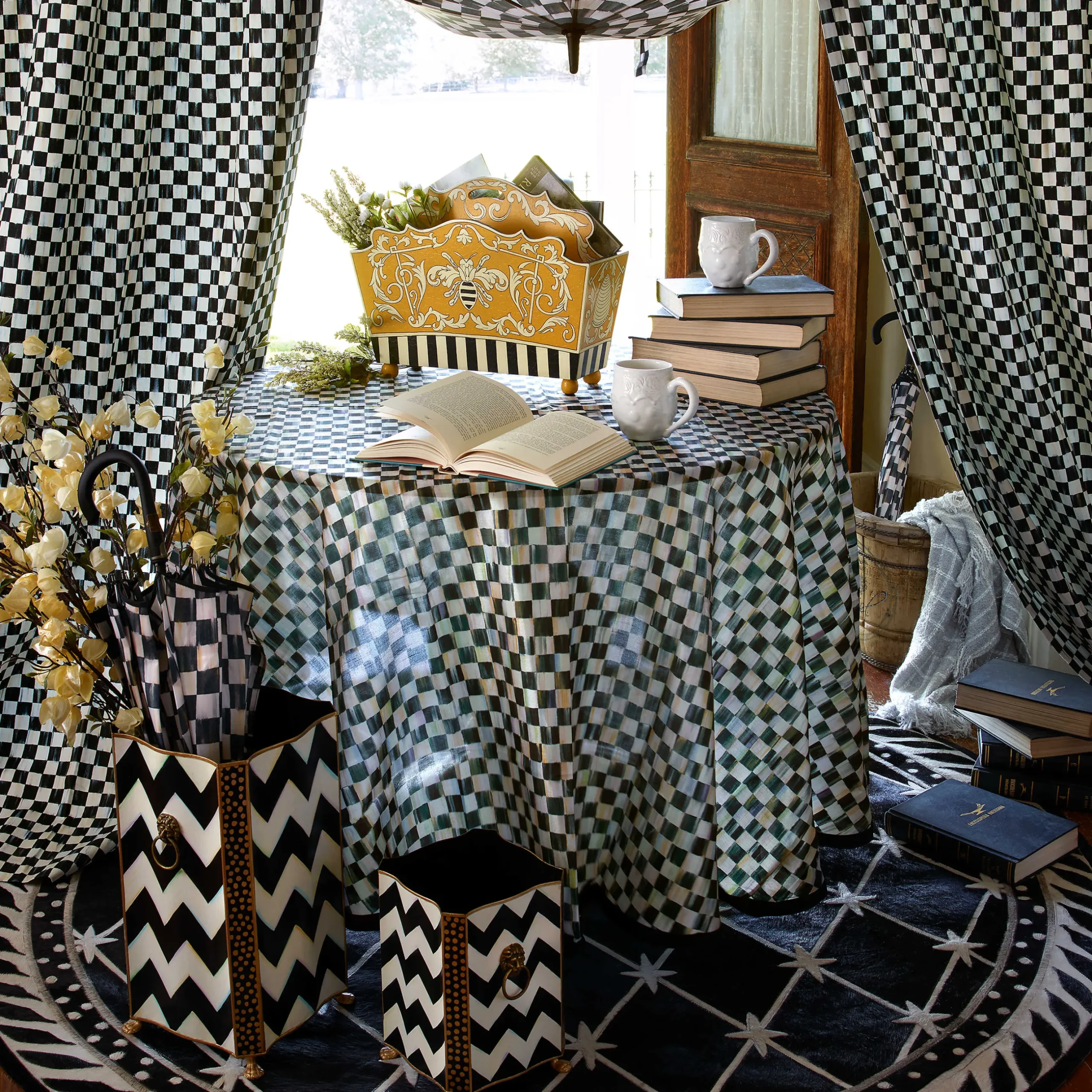 Kitchen & Table Linens|MacKenzie-Childs Courtly Check 90 Round Tablecloth
