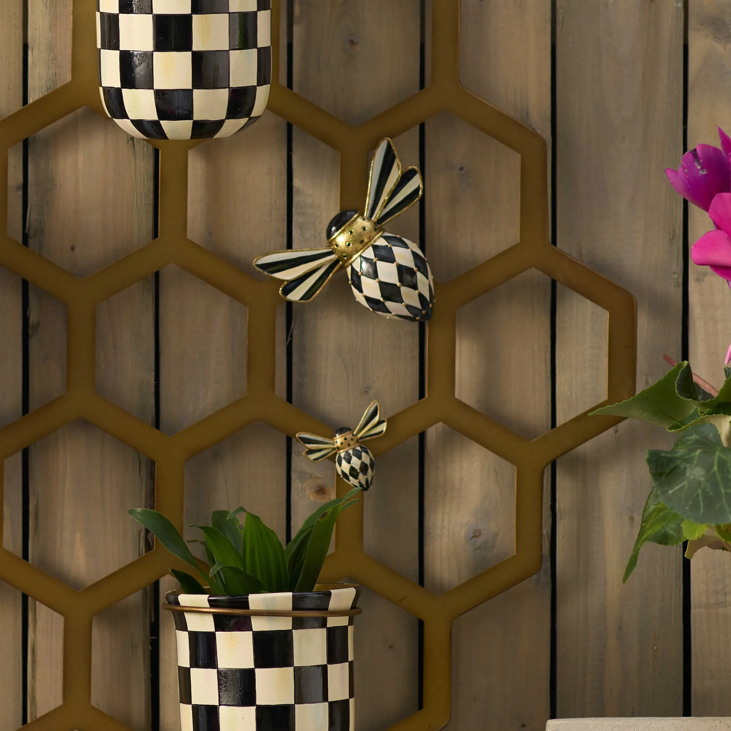Finishing Touches|Room Accents|MacKenzie-Childs Courtly Check Bee Magnets, Set of 2