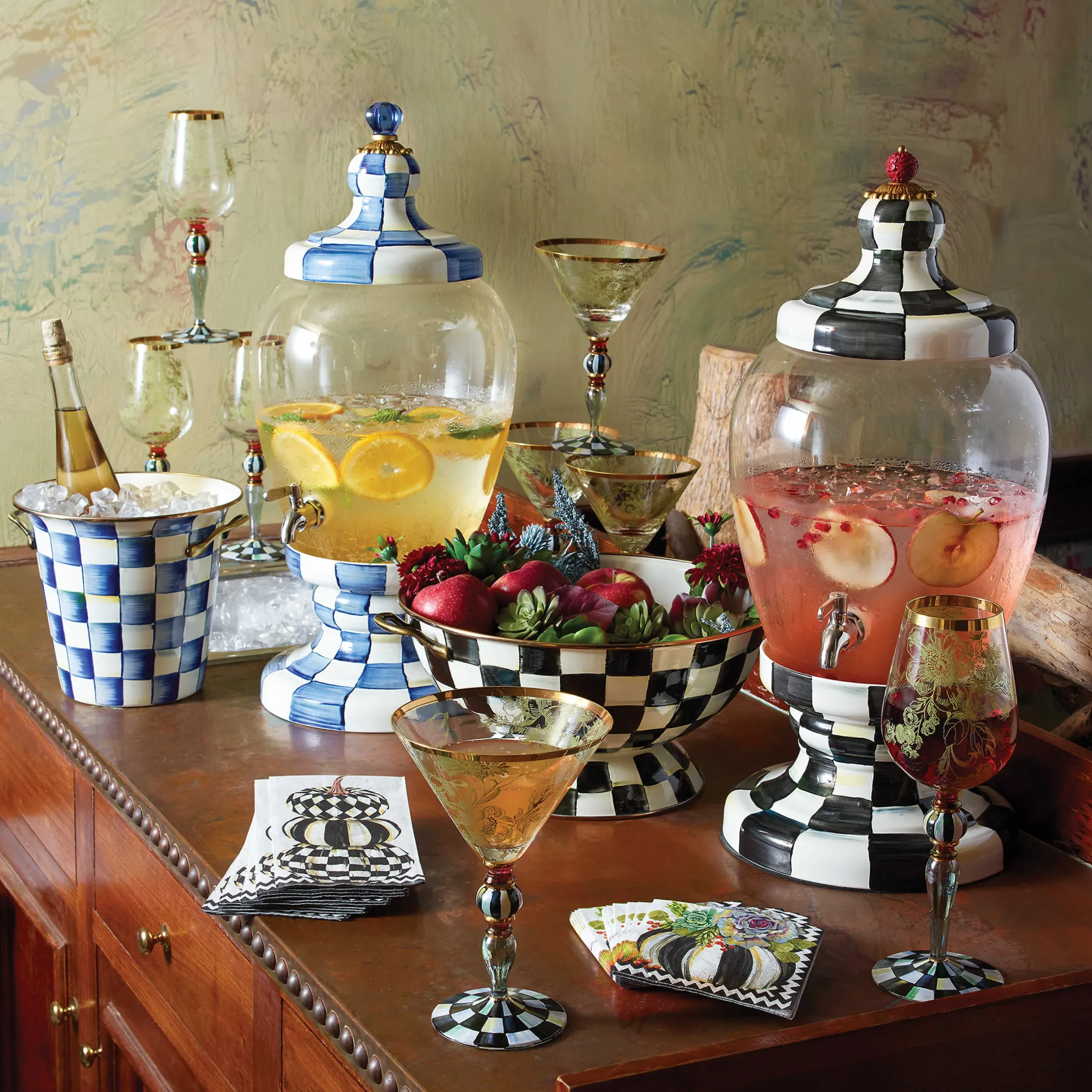 Fall Entertaining|Drinkware|MacKenzie-Childs Courtly Check Beverage Hostess