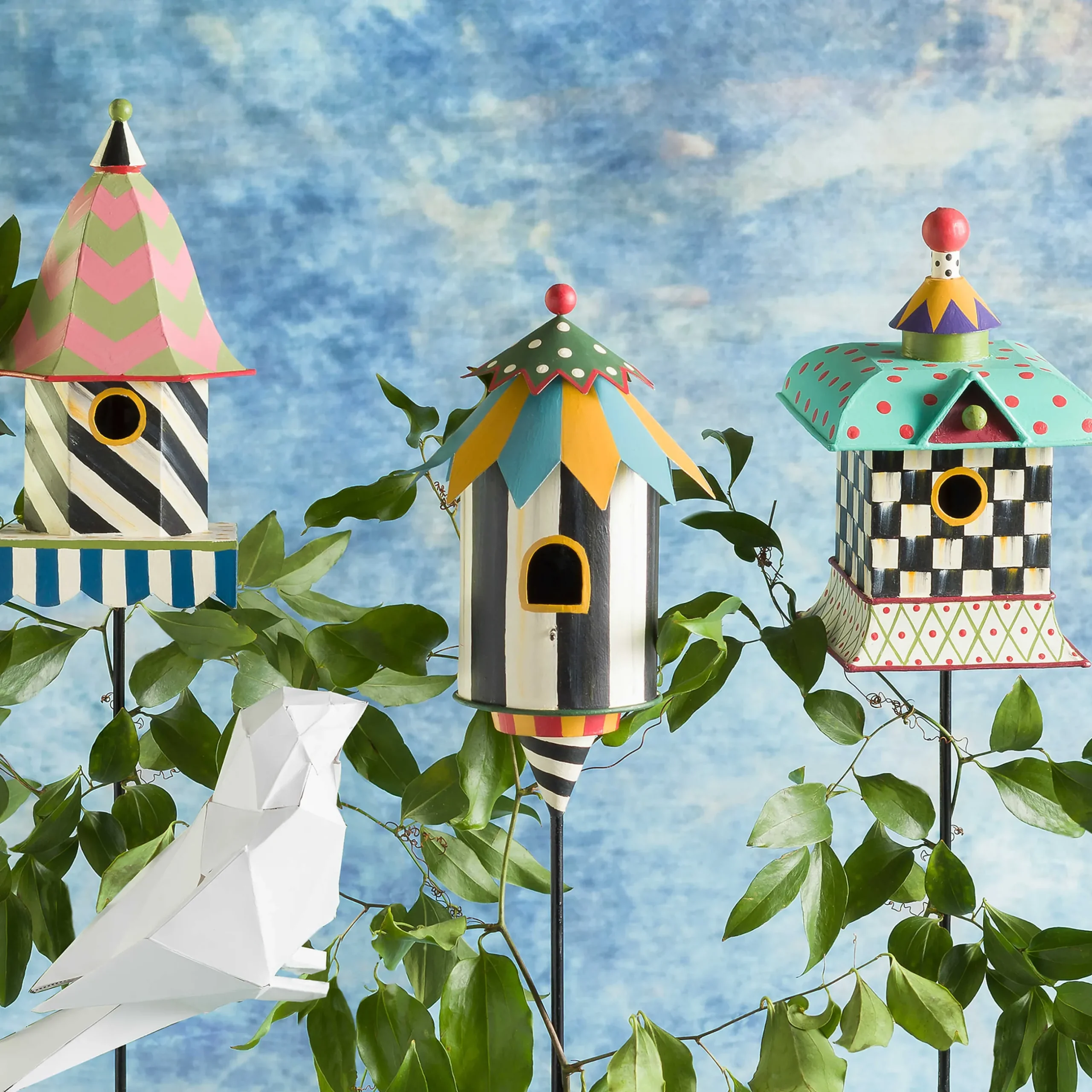 Spring|Outdoor|MacKenzie-Childs Courtly Check Birdhouse Stake