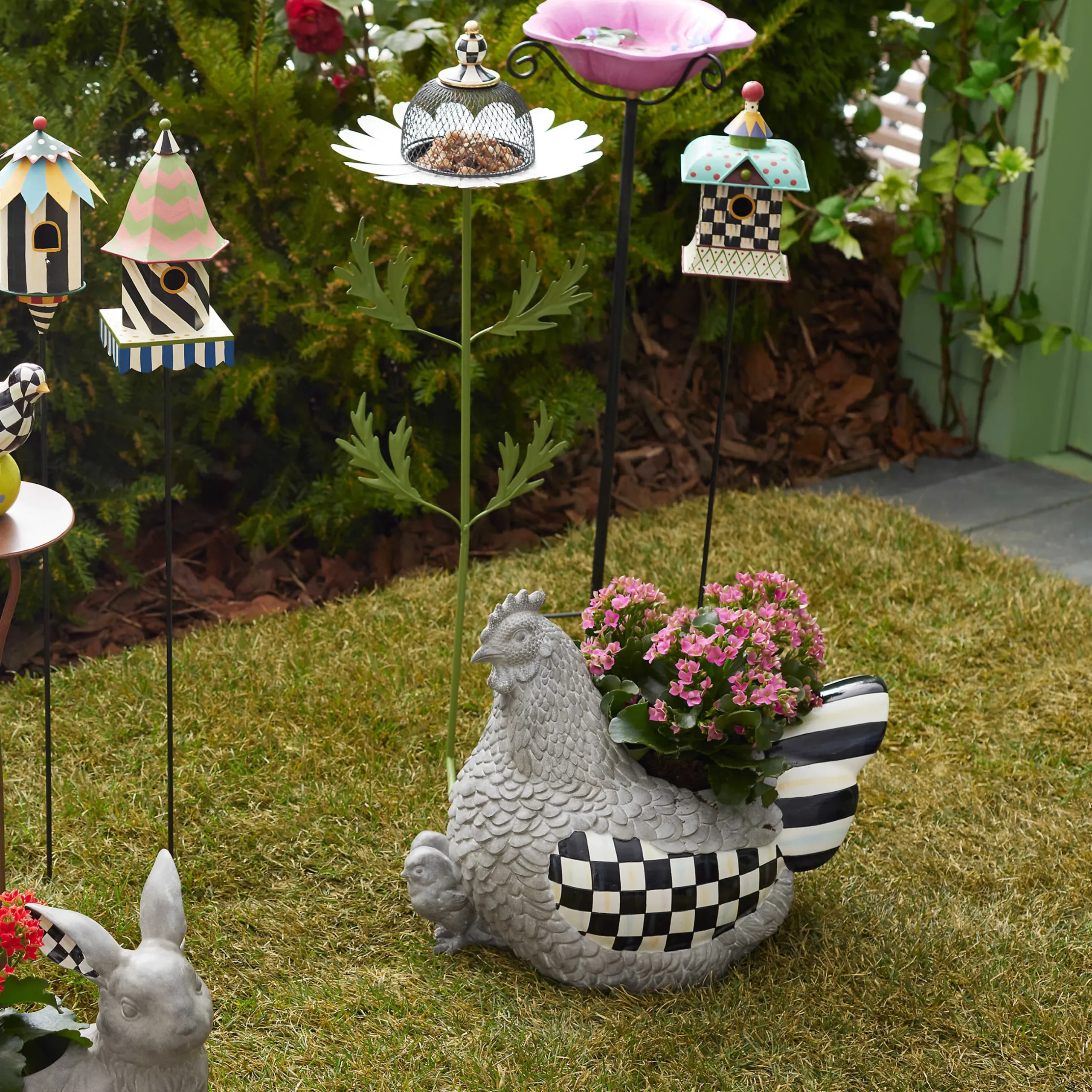 Spring|Outdoor|MacKenzie-Childs Courtly Check Birdhouse Stake