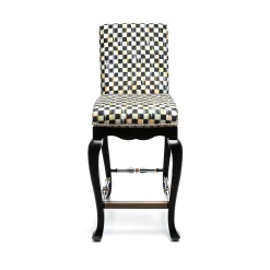 Dining Room & Kitchen|MacKenzie-Childs Courtly Check Black Counter Stool with Back