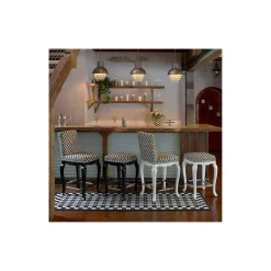 Dining Room & Kitchen|MacKenzie-Childs Courtly Check Black Counter Stool with Back