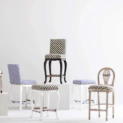 Dining Room & Kitchen|MacKenzie-Childs Courtly Check Black Counter Stool with Back
