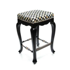 Dining Room & Kitchen|MacKenzie-Childs Courtly Check Black Counter Stool