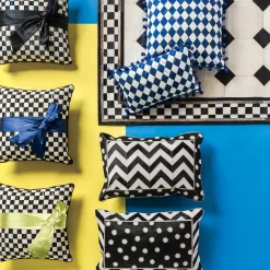 Pillows, Throws, & Cushions|MacKenzie-Childs Courtly Check Black Sash Throw Pillow
