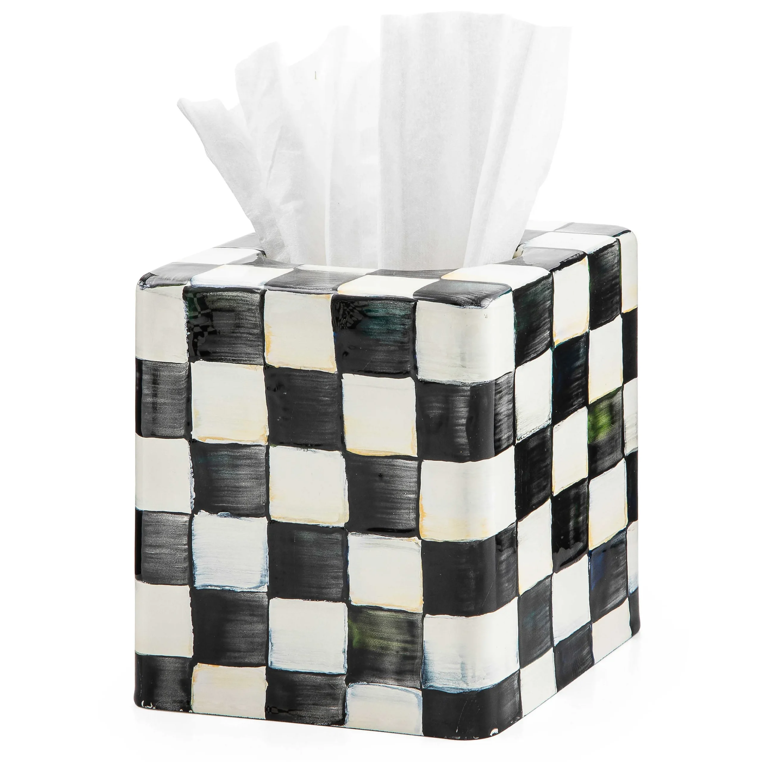 Bath & Bath Accessories|Room Accents|MacKenzie-Childs Courtly Check Boutique Tissue Box Cover