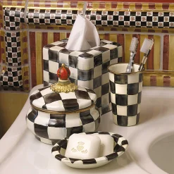 Bath & Bath Accessories|Room Accents|MacKenzie-Childs Courtly Check Boutique Tissue Box Cover