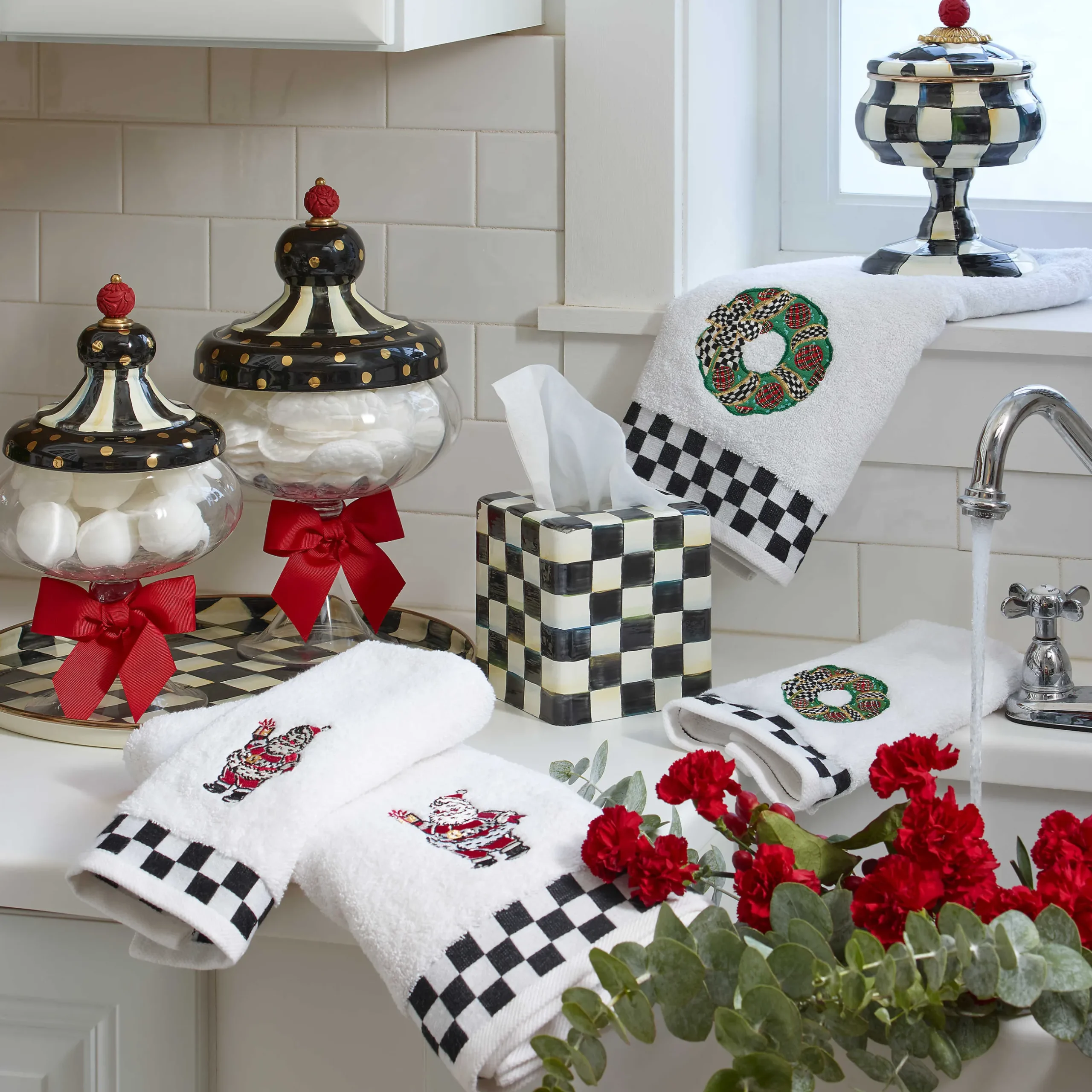 Bath & Bath Accessories|Room Accents|MacKenzie-Childs Courtly Check Boutique Tissue Box Cover