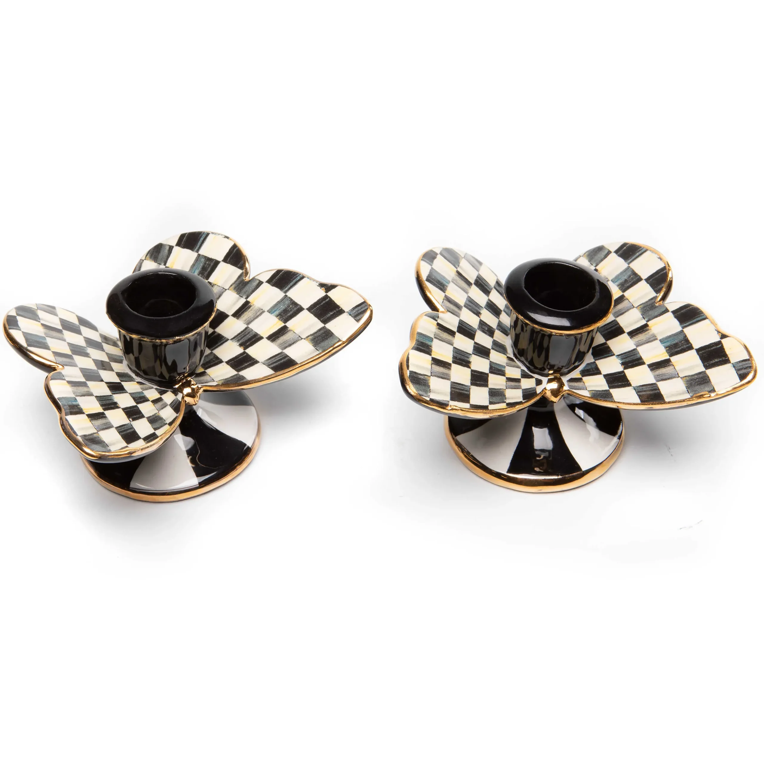 Spring|Candles & Fragrances|MacKenzie-Childs Courtly Check Butterfly Candle Holders, Set of 2
