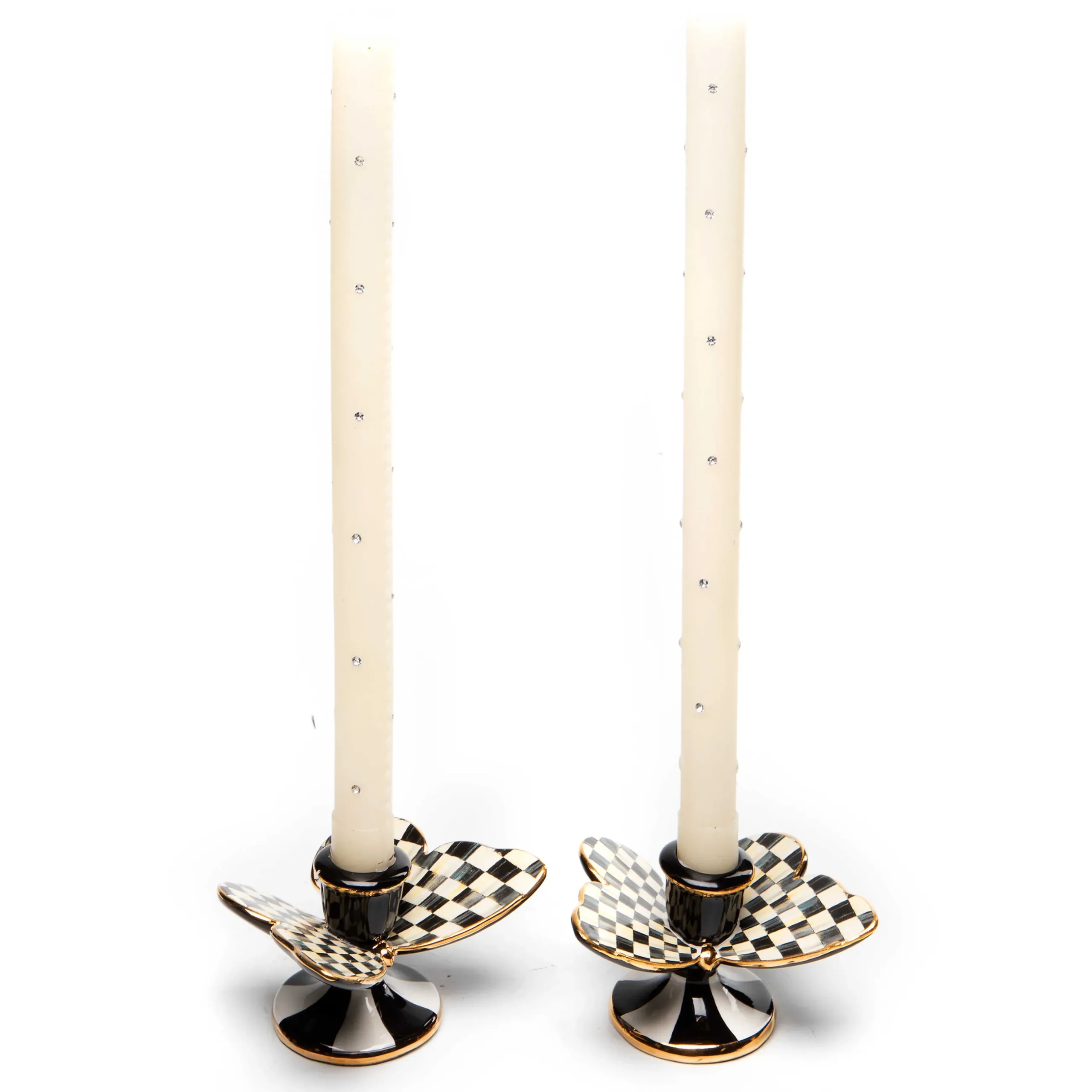 Spring|Candles & Fragrances|MacKenzie-Childs Courtly Check Butterfly Candle Holders, Set of 2